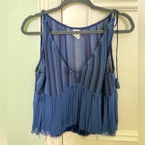 Anthropologie l Pleated Navy Blouse XS